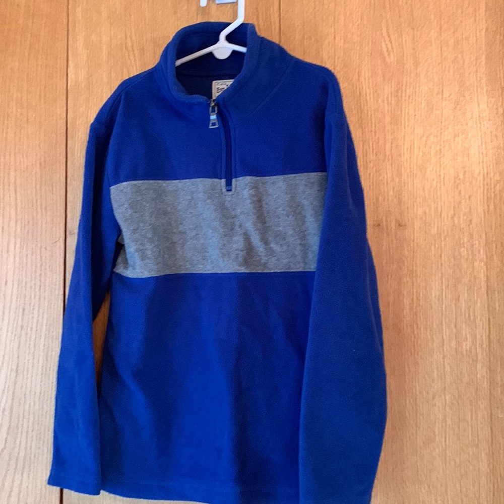 Place 1989 pullover fleece 1/2 zip size 7 - 8 boy’s blue gray shirt top cozy EUC